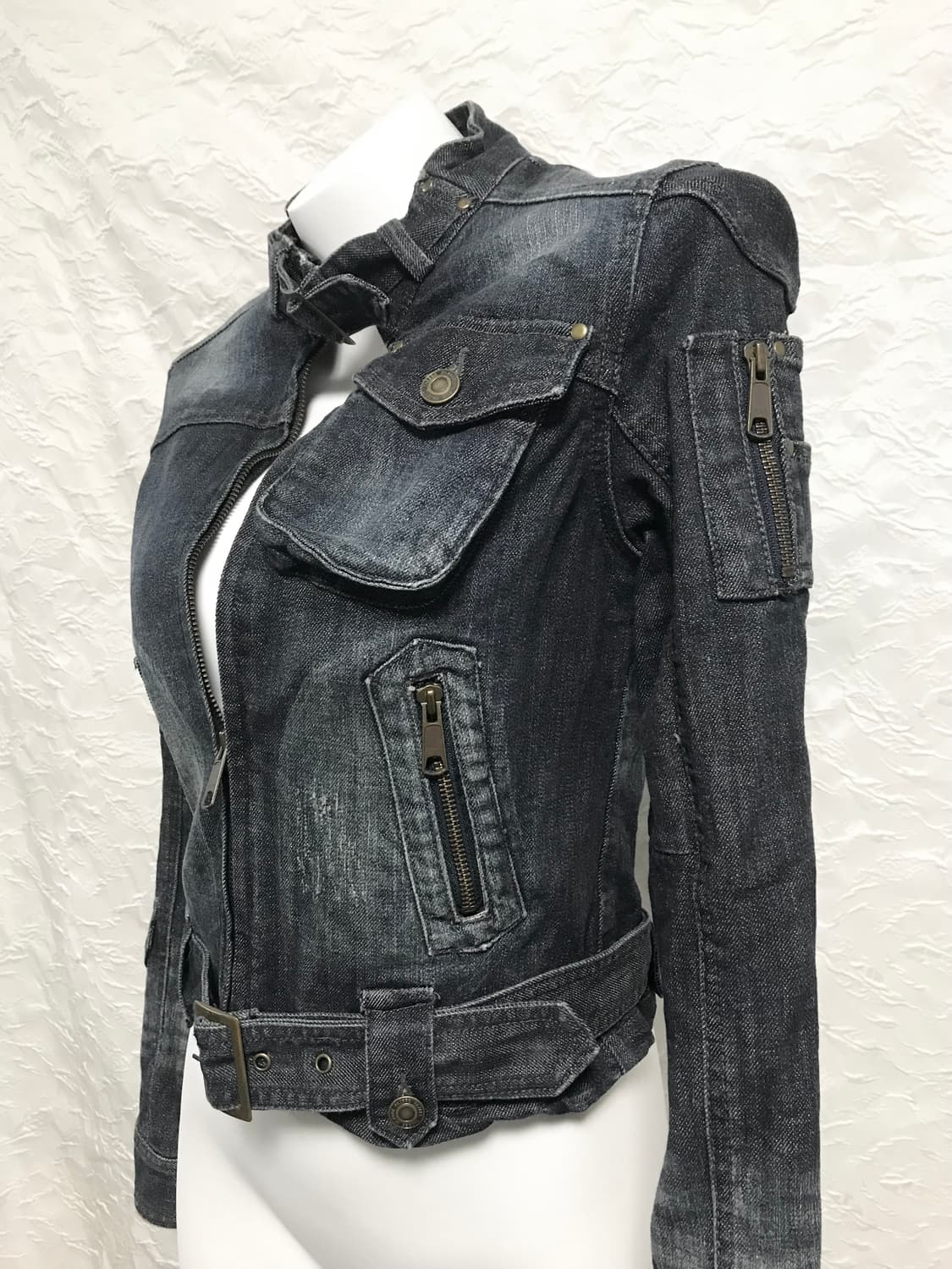 빈티지 00s y2k 카고 포켓 바이커 데님 자켓 상품이미지2