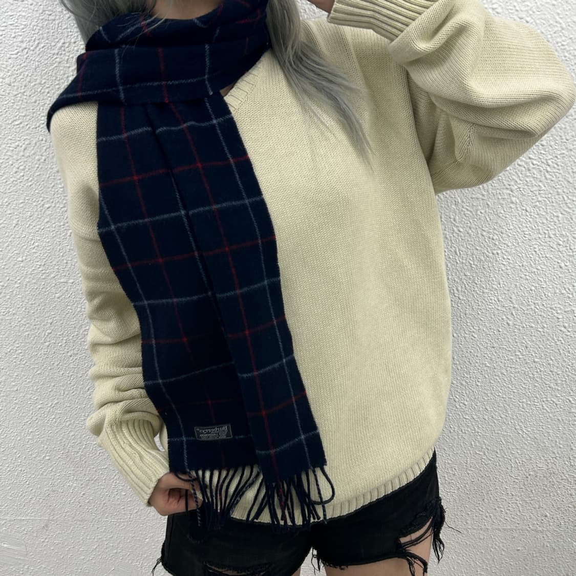 버버리 캐시미어 네이비 머플러 상품이미지1