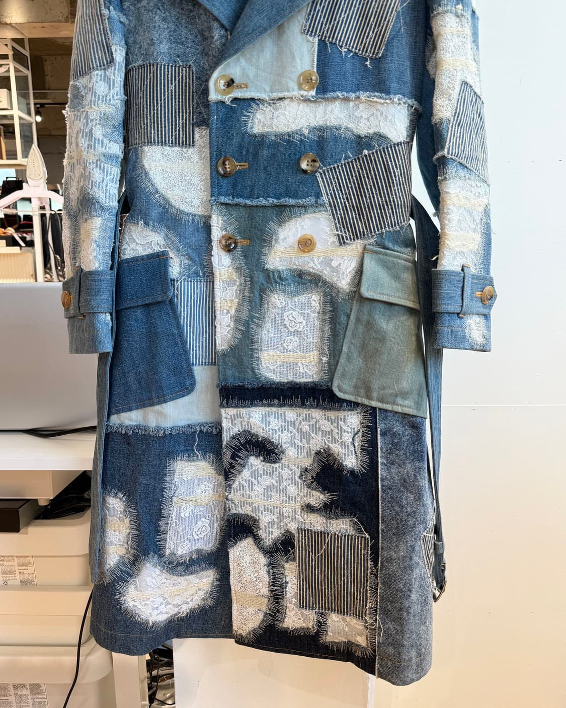 준야 와타나베 데님 패치워크 트렌치 코트  상품이미지6