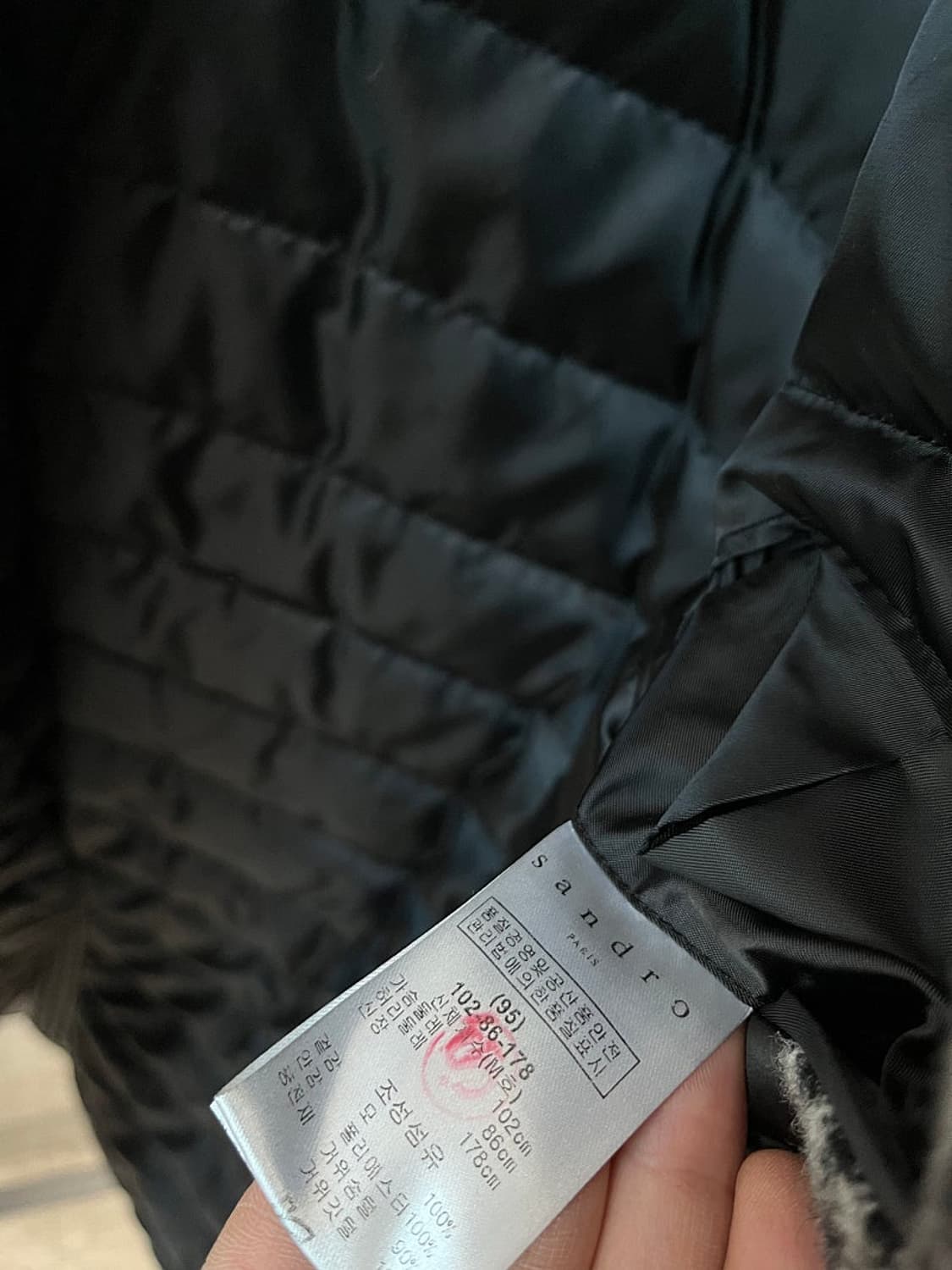 100) 산드로 구스 체크 울코트  상품이미지6