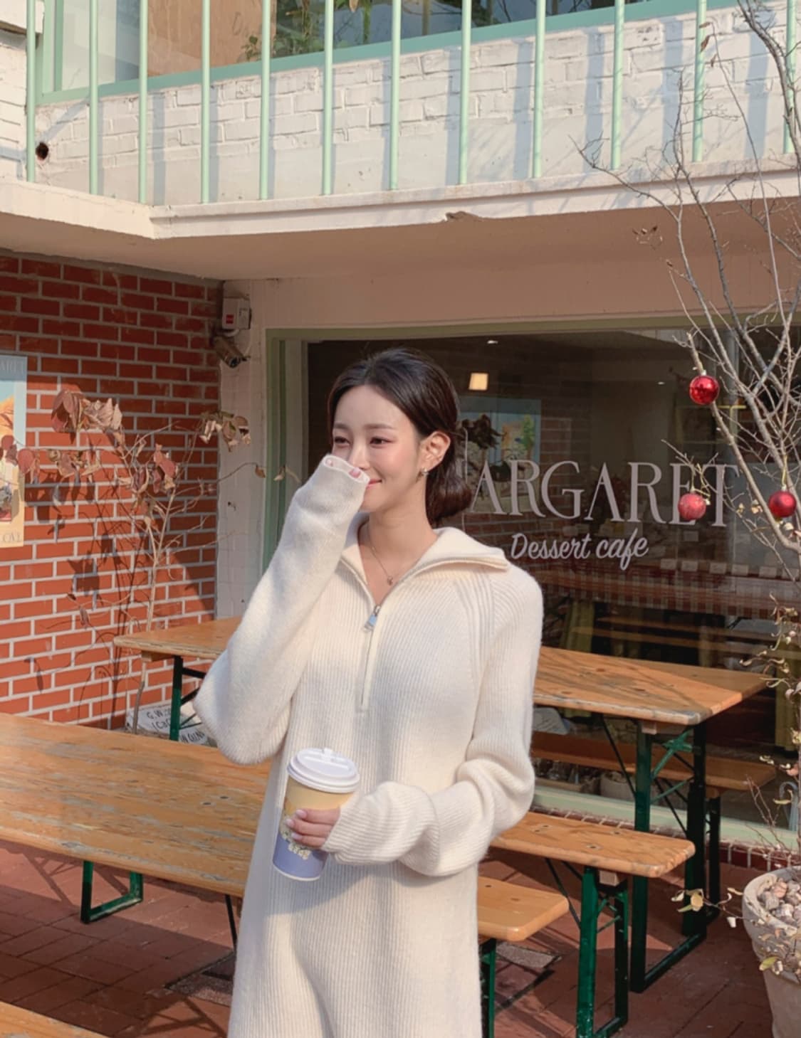 시벨 반집업 니트 롱 원피스 상품이미지2