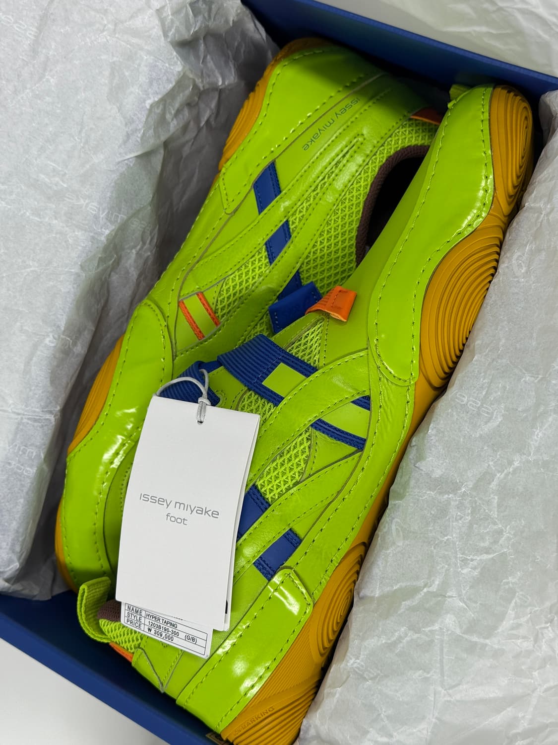 새제품 285 / 이세이미야케 아식스 하이퍼테이핑 그린블루 상품이미지3