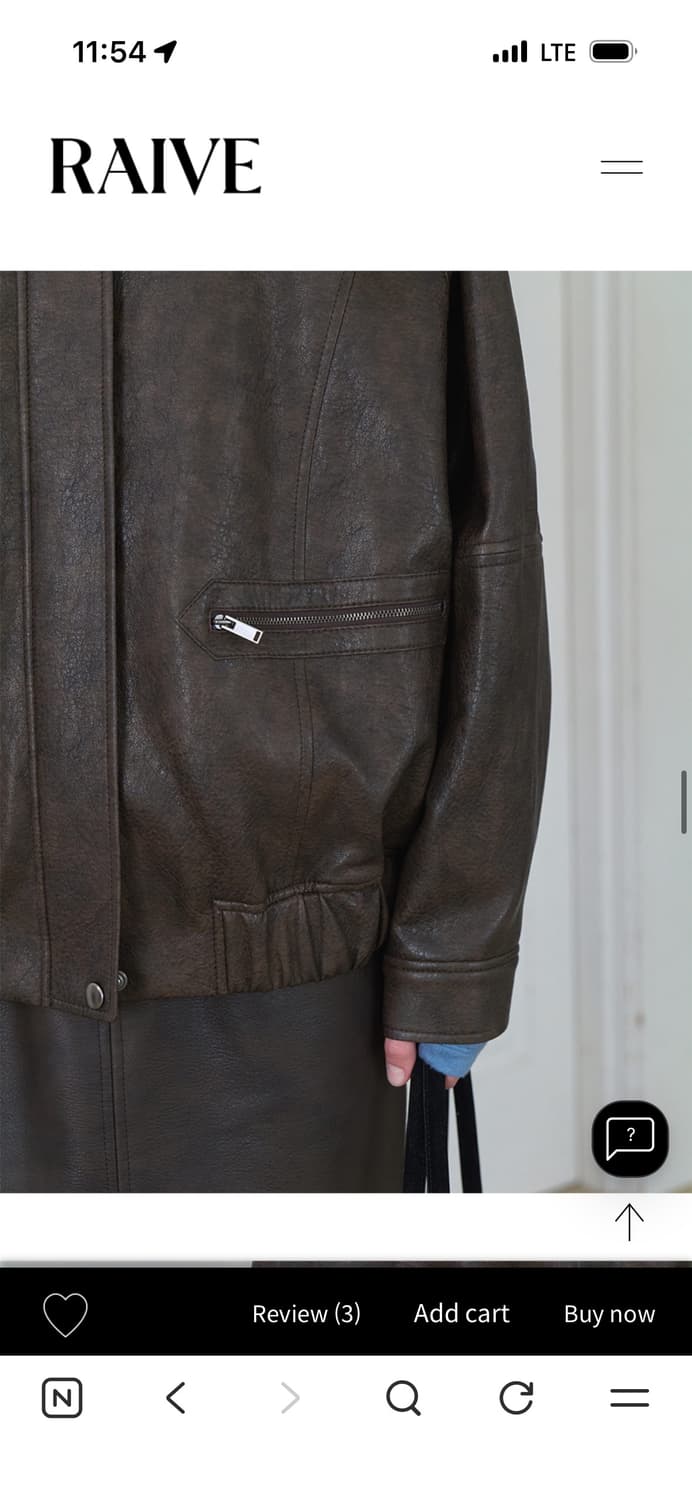 레이브 하이넥 레더 자켓 브라운1 상품이미지2