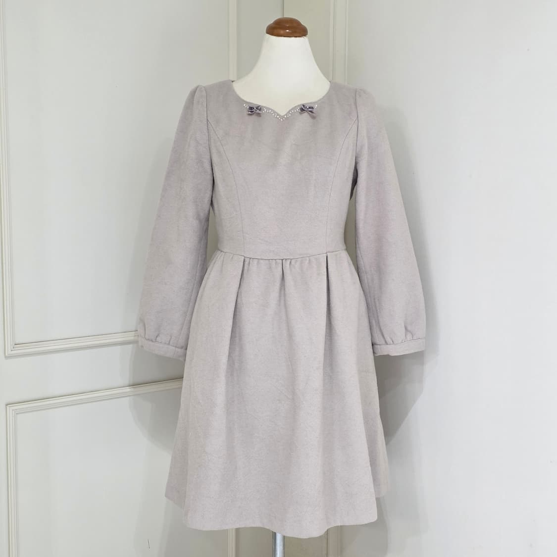 일본빈티지)히메라떼갸루 등포인트 코르셋 로맨틱 로리타 리본비즈 모직원피스 상품이미지1