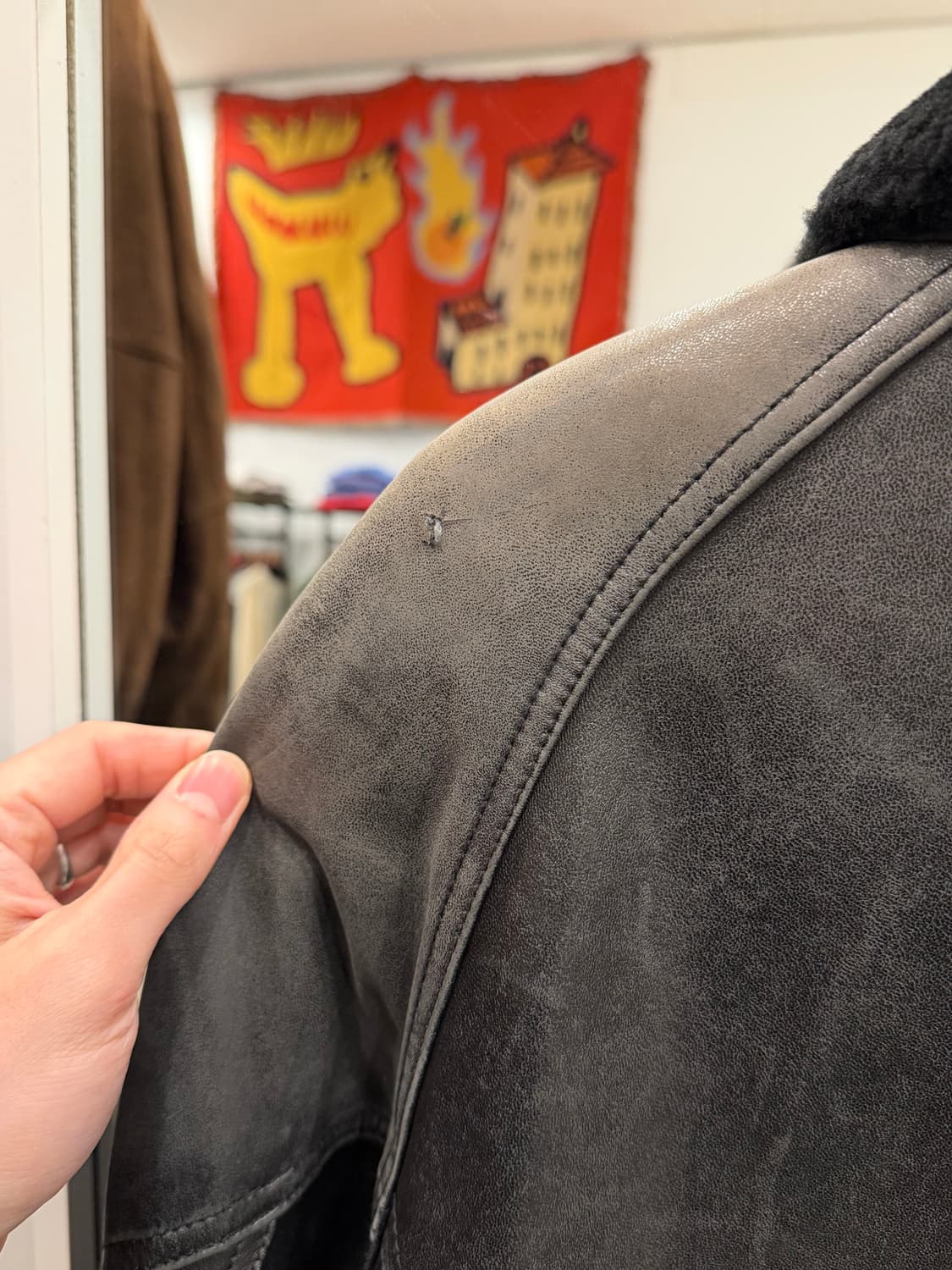 90s Vtg 빈티지 쉽스킨 무스탕 레더 자켓 상품이미지5