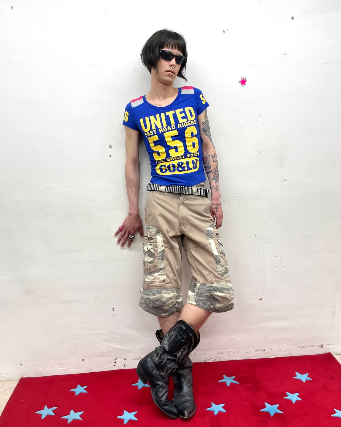Retro co&lu Yellow Lettering Blue T 상품이미지5