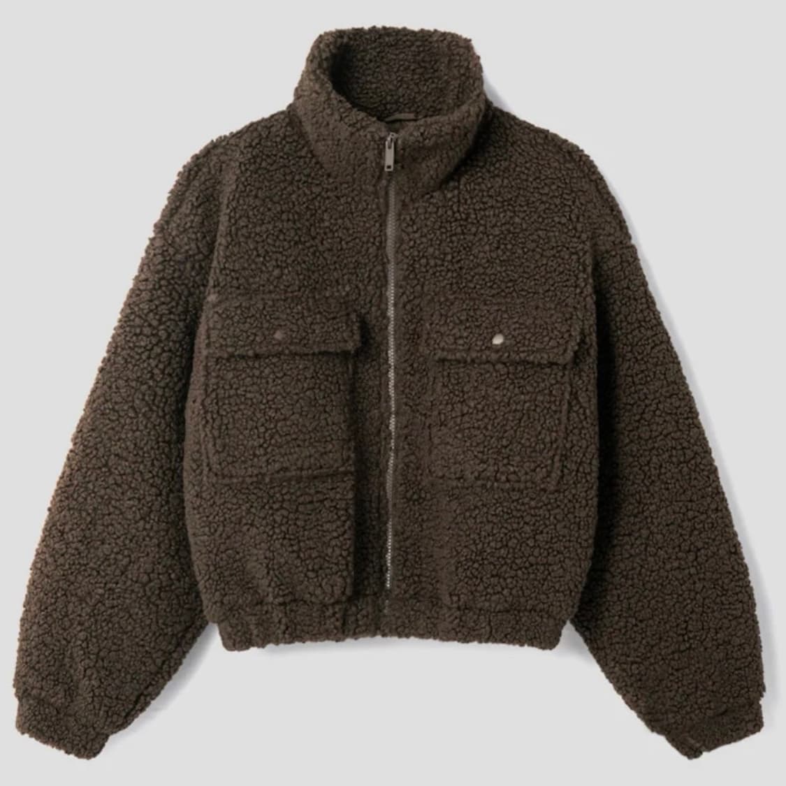 에잇세컨즈 시어링 쇼트 점퍼 브라운 크롭 양털자켓 xs 상품이미지1