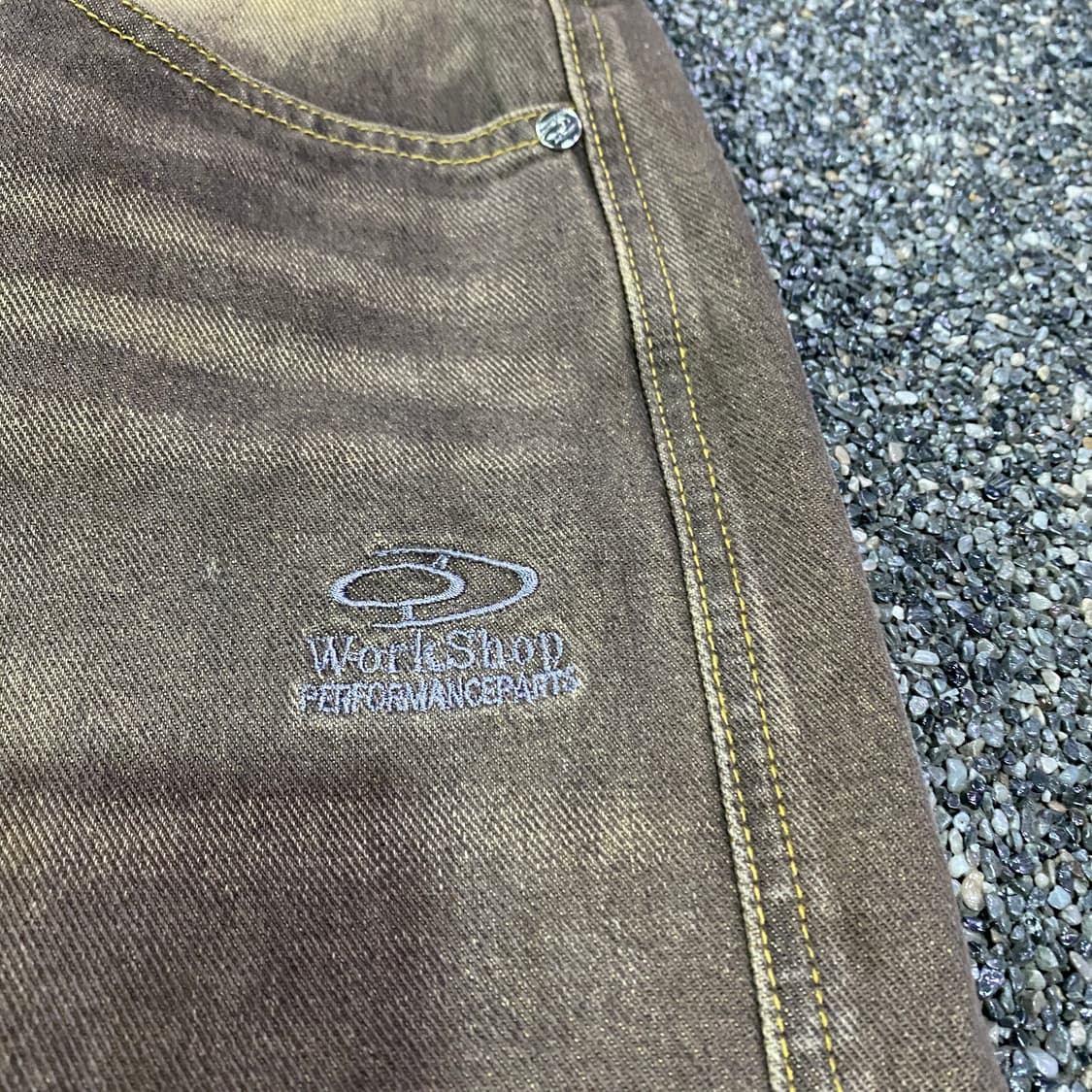 트래블 스몰로고 절개 워싱 샌드 브라운 데님 팬츠 B4038 상품이미지5