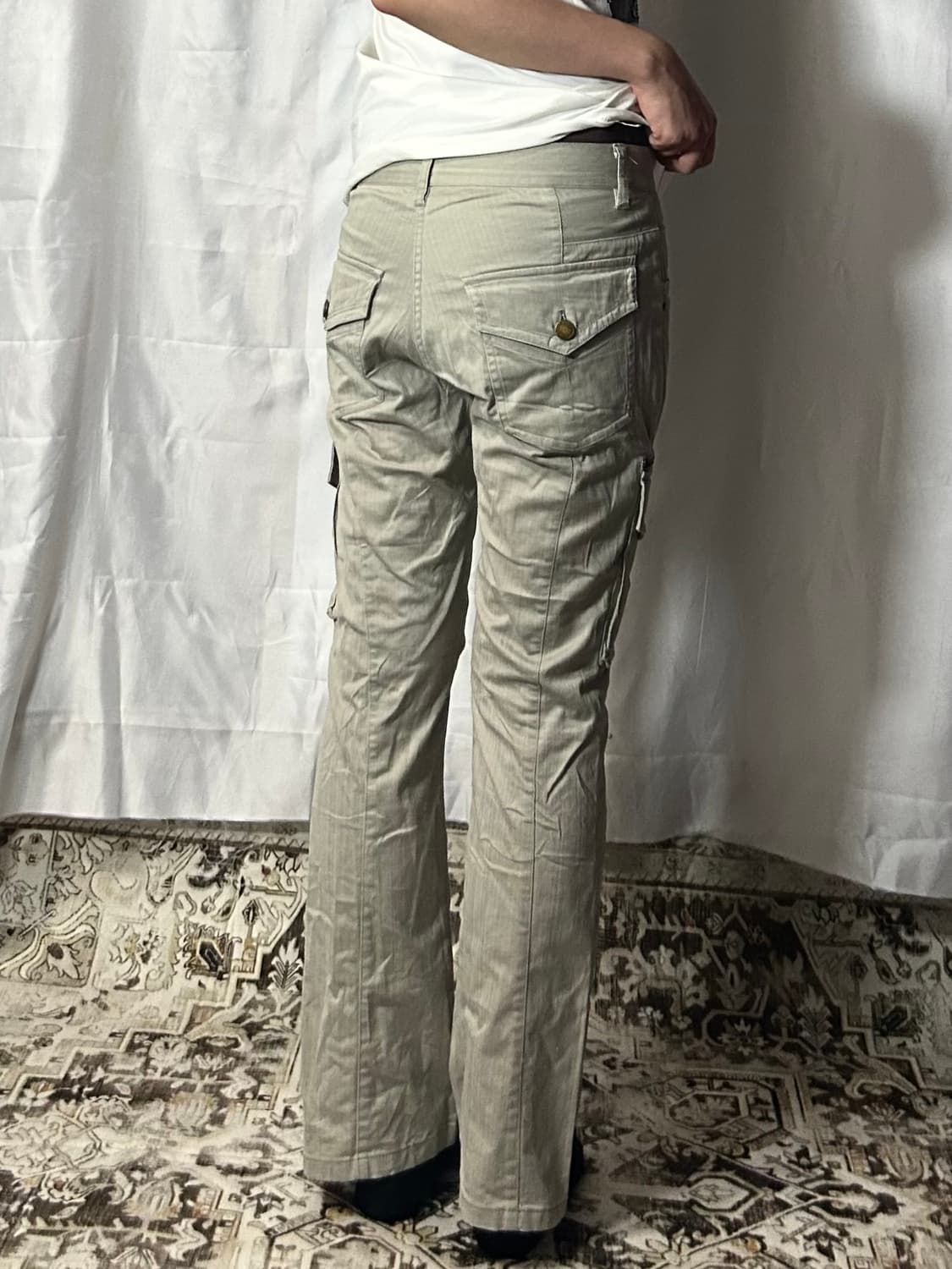 y2k beige grey cargo zipper pants 상품이미지2