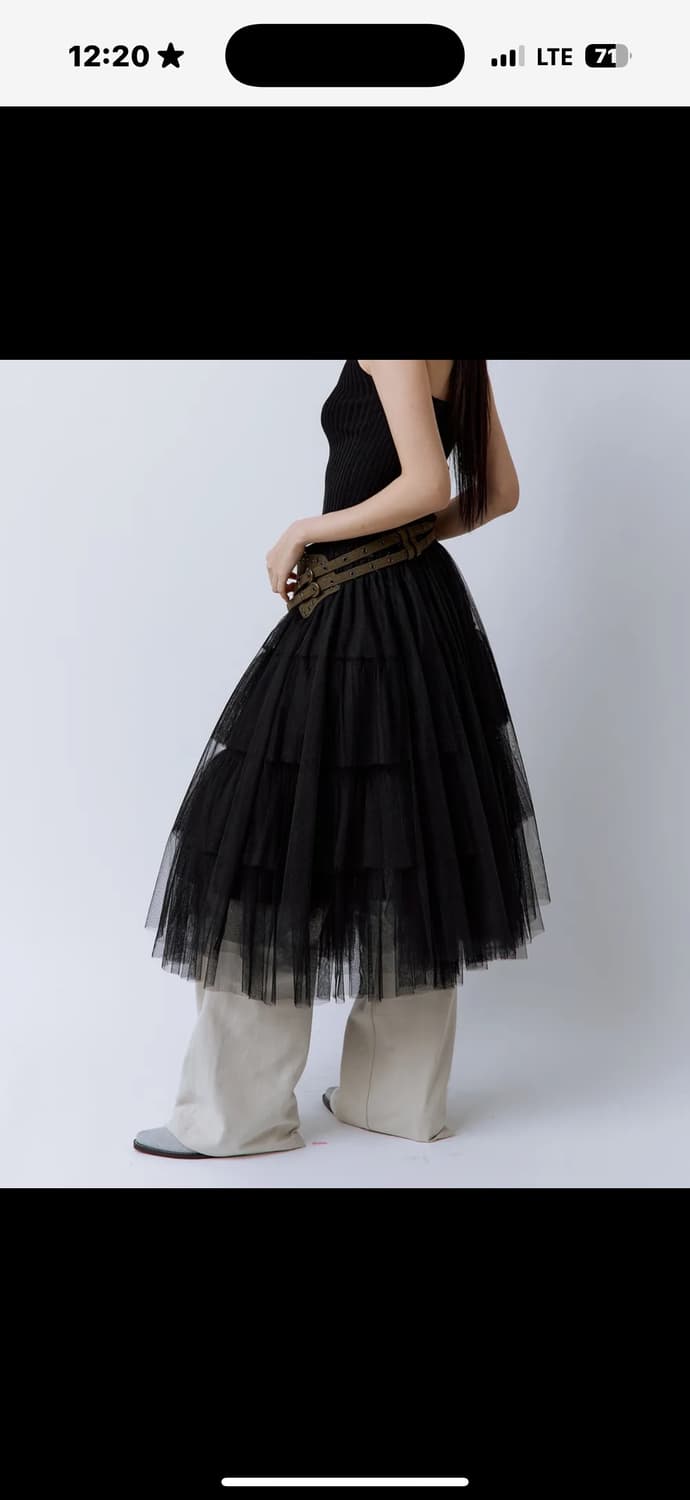 러프넥 volume tulle skirt 볼륨 튤 미디스커트 상품이미지1
