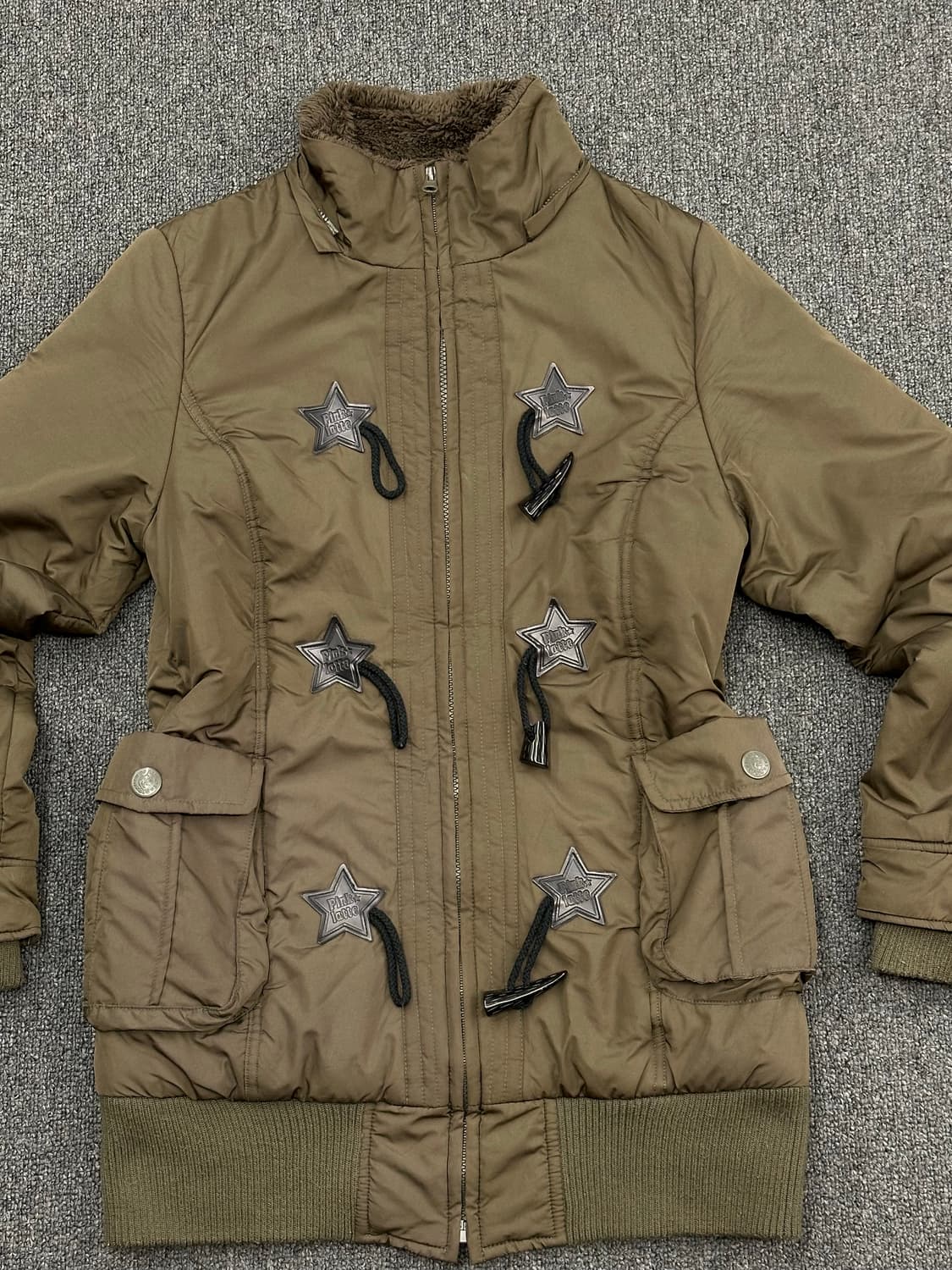 M)Japanese vintage Y2K 여성 올리브 코트 패딩 상품이미지4