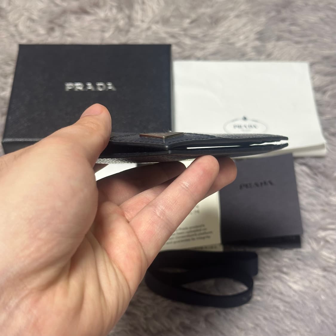 [풀구성] 프라다 사피아노 삼각로고 오거나이저 카드지갑 네이비 상품이미지8