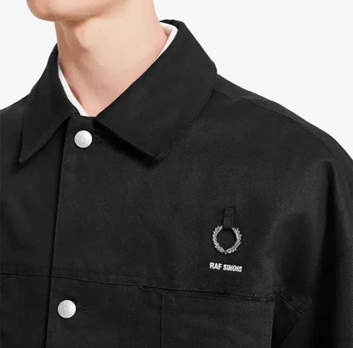 [M] 라프시몬스 프레드페리 블랙 데님 워크 자켓 상품이미지2