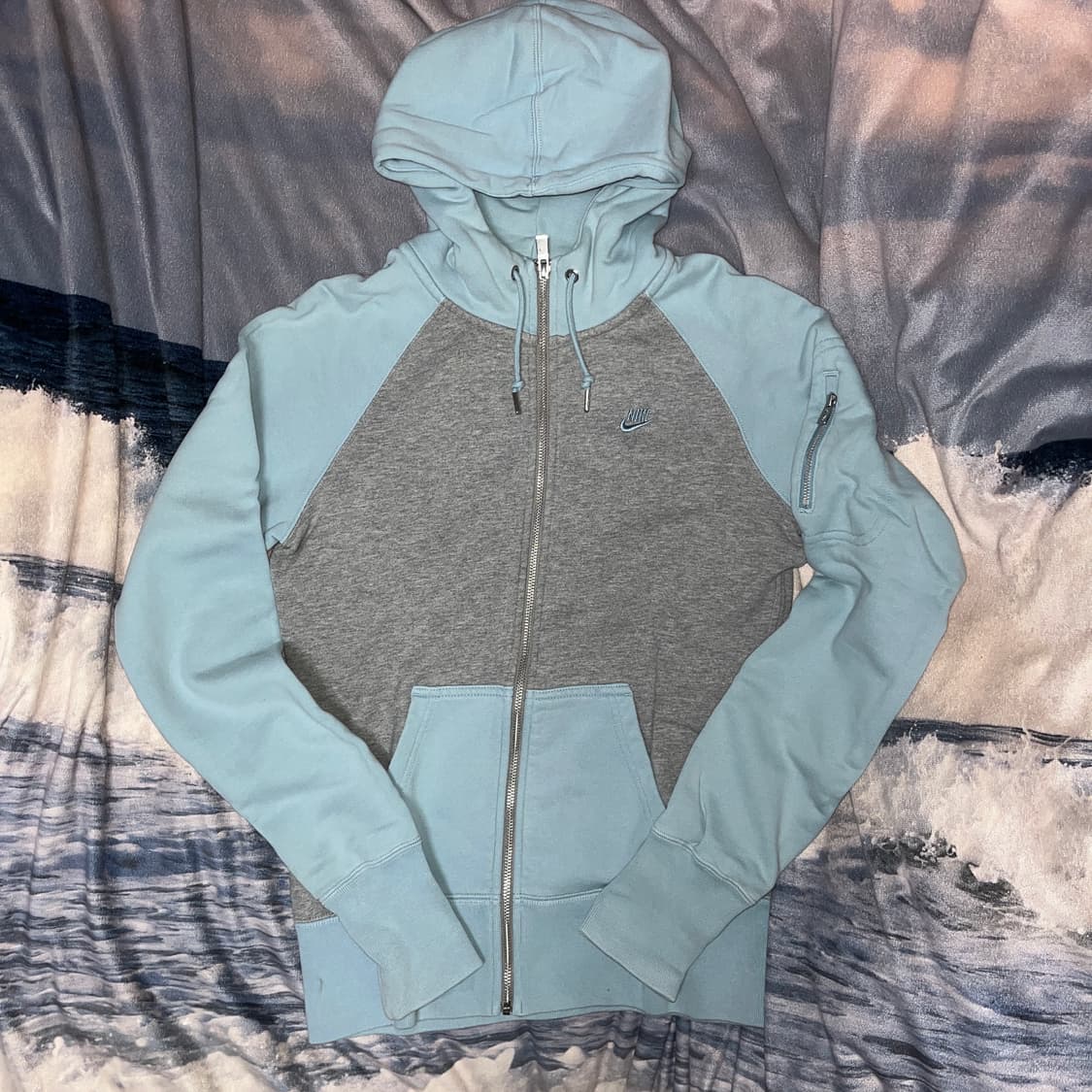 Nike Grey&Skyblue Hood Zip-up 상품이미지1