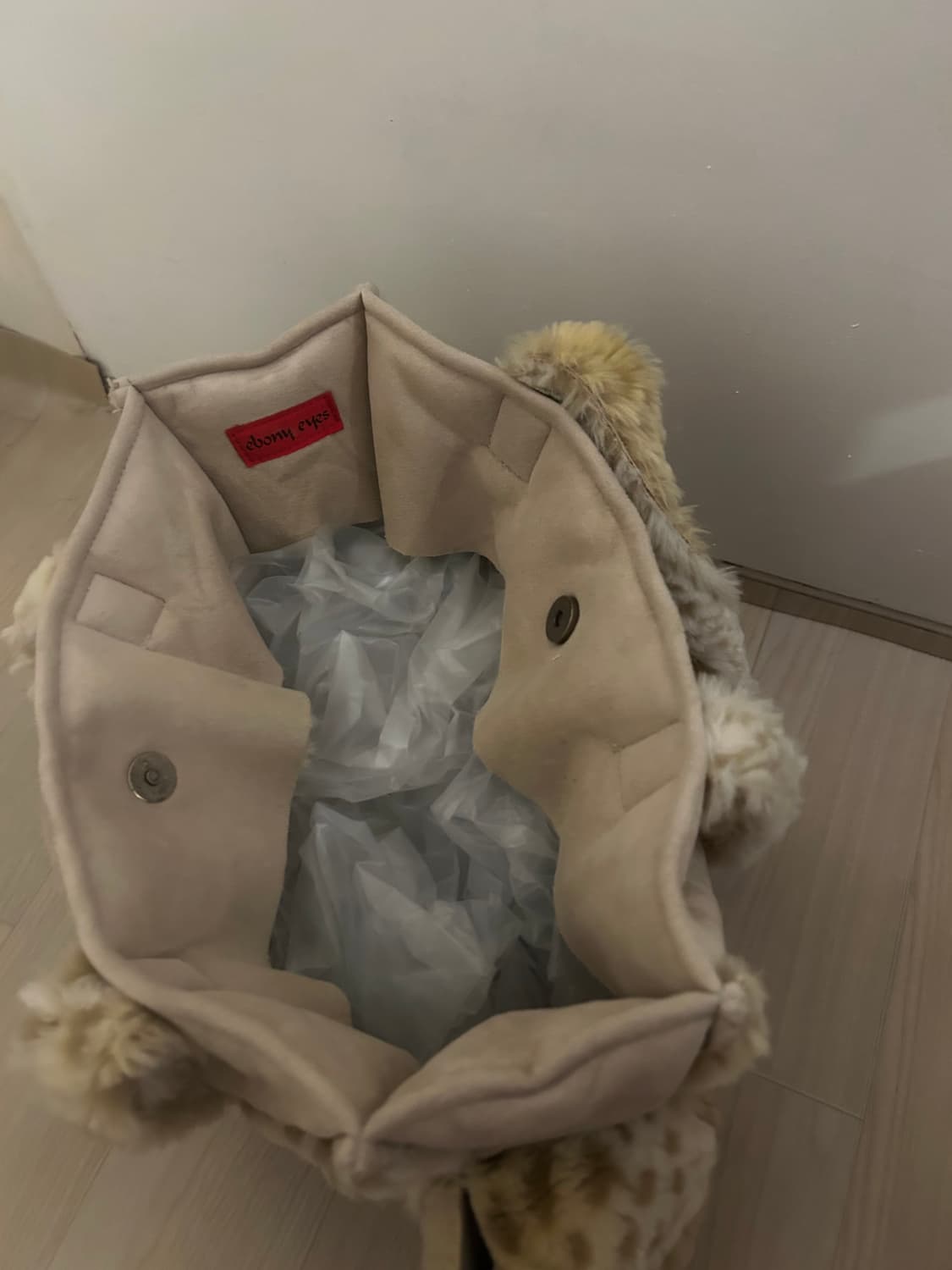 빈티지 갸루 Y2K 호피 퍼 베이지 토트백 숄더백 상품이미지3