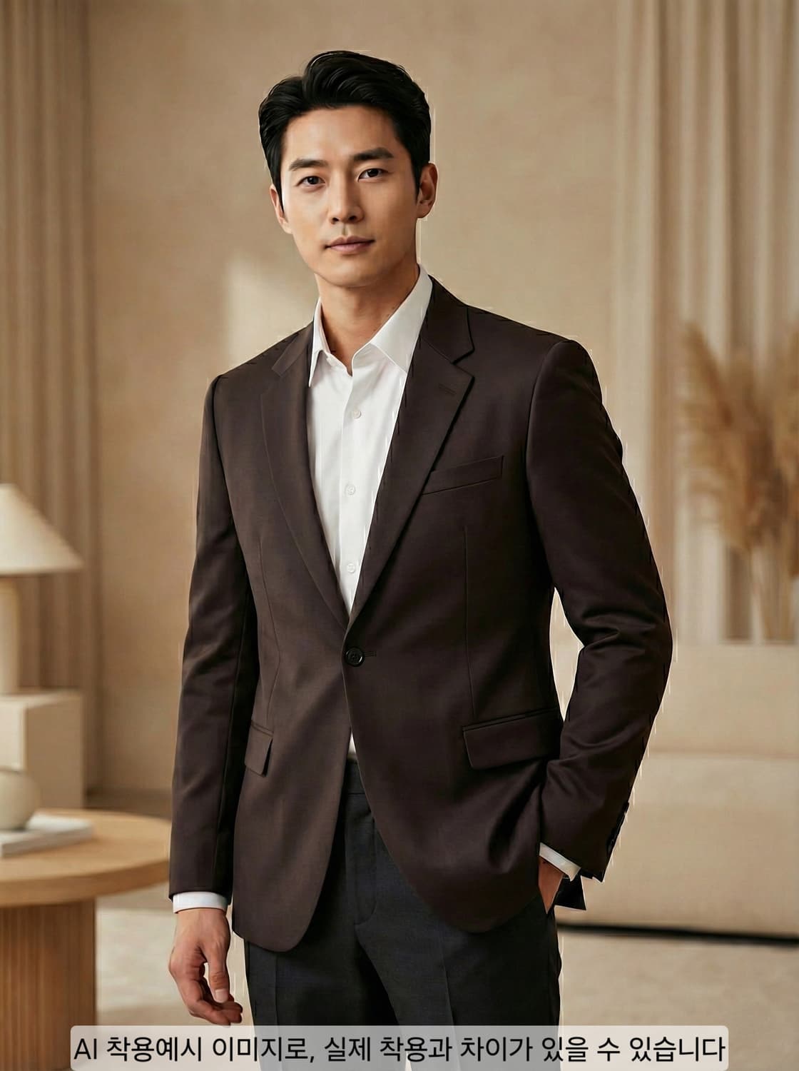 SOLIDHOMME 남성용 브라운 싱글 블레이저 100 상품이미지1