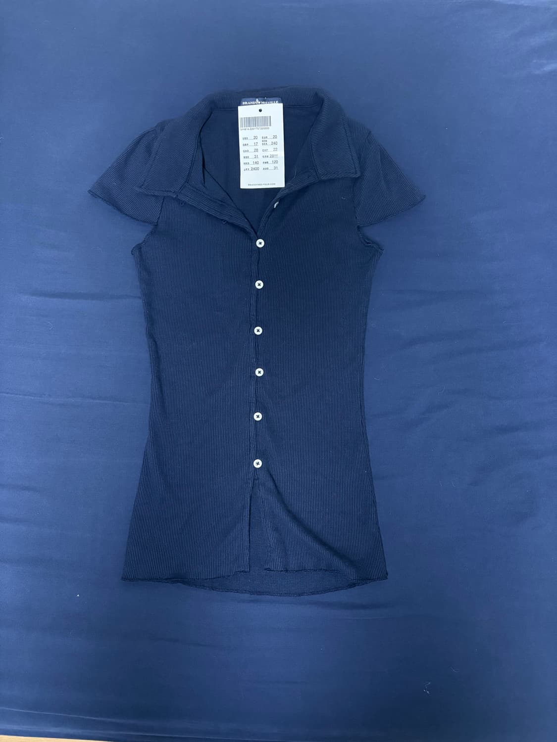 브랜디멜빌 네이비 골지 반팔 상품이미지1