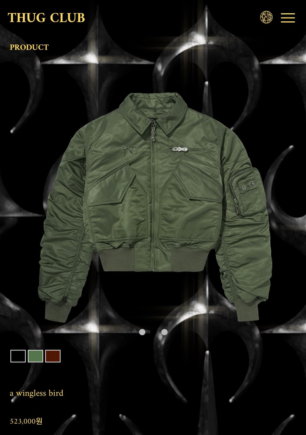 떠그클럽 윙리스 버드 봄버 카키 -2size- 미착용 새상품 상품이미지1