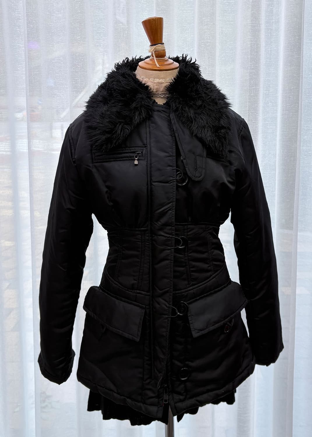 에코퍼 허리다트 블랙패딩 상품이미지4