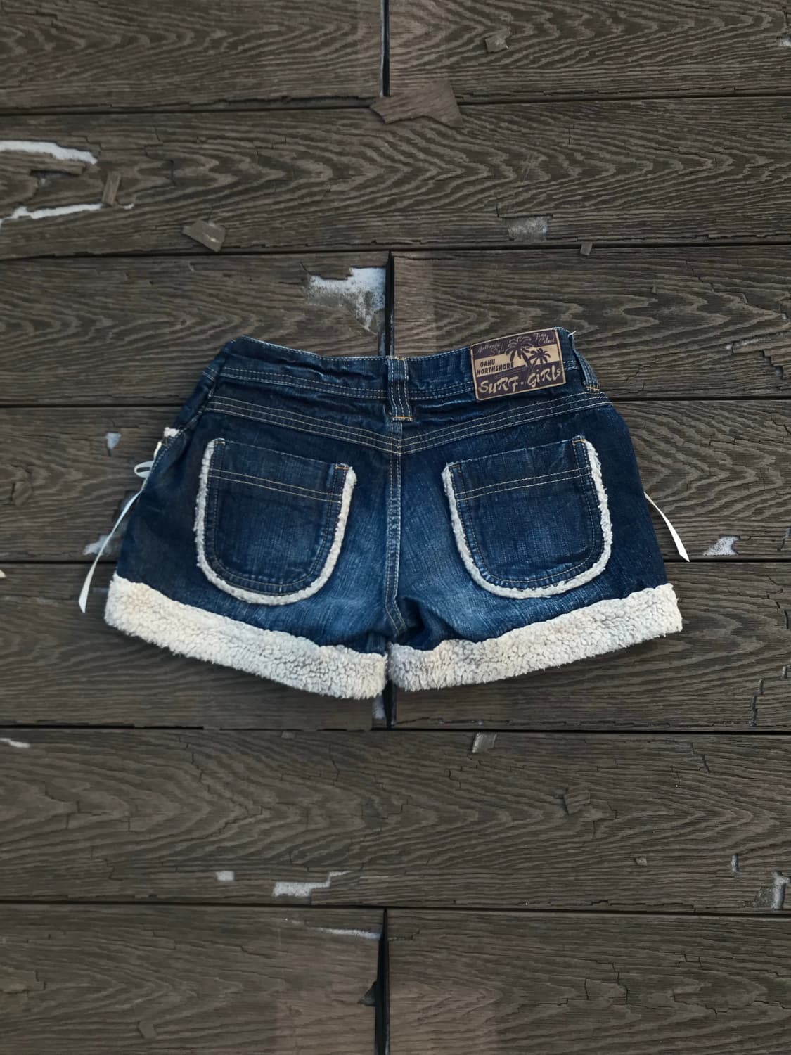 Lace-Up Fleece Denim Shorts 상품이미지3