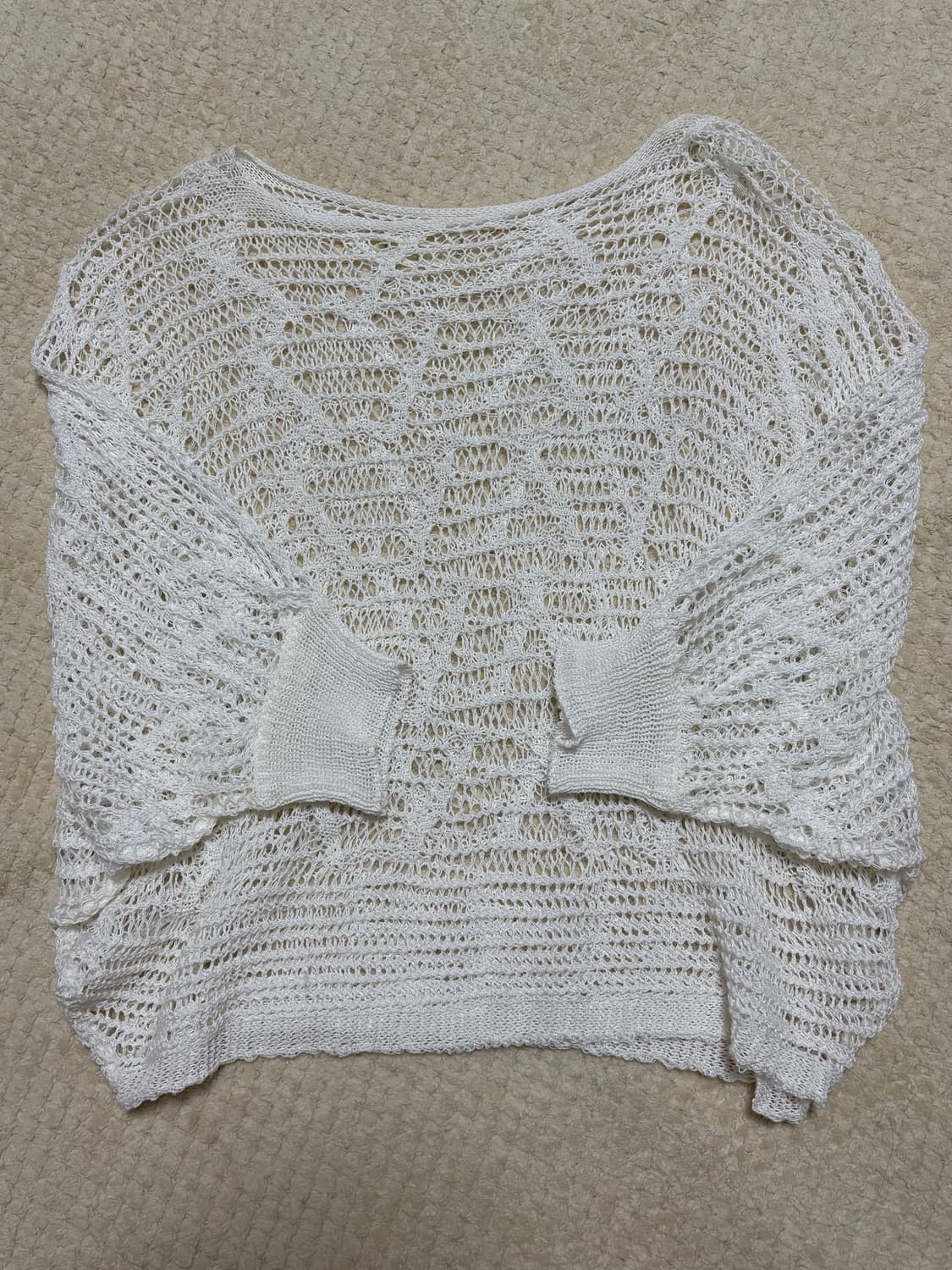 빈티지) 레이어드 가오리핏 화이트 그물 니트 상품이미지1