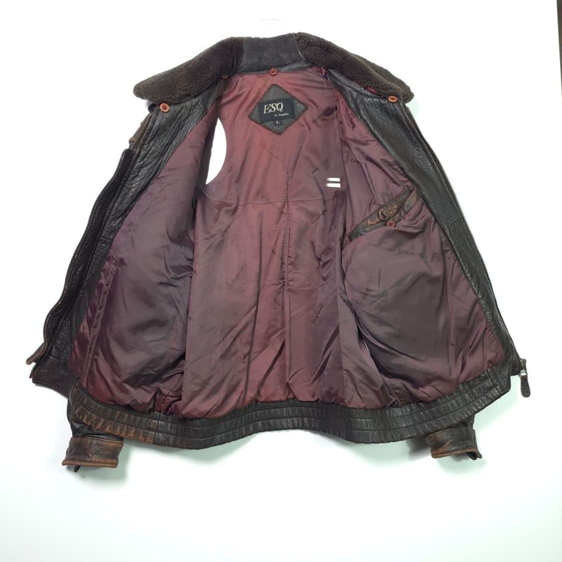 ESQ 에스콰이어 빈티지 레더 항공점퍼 L 상품이미지5