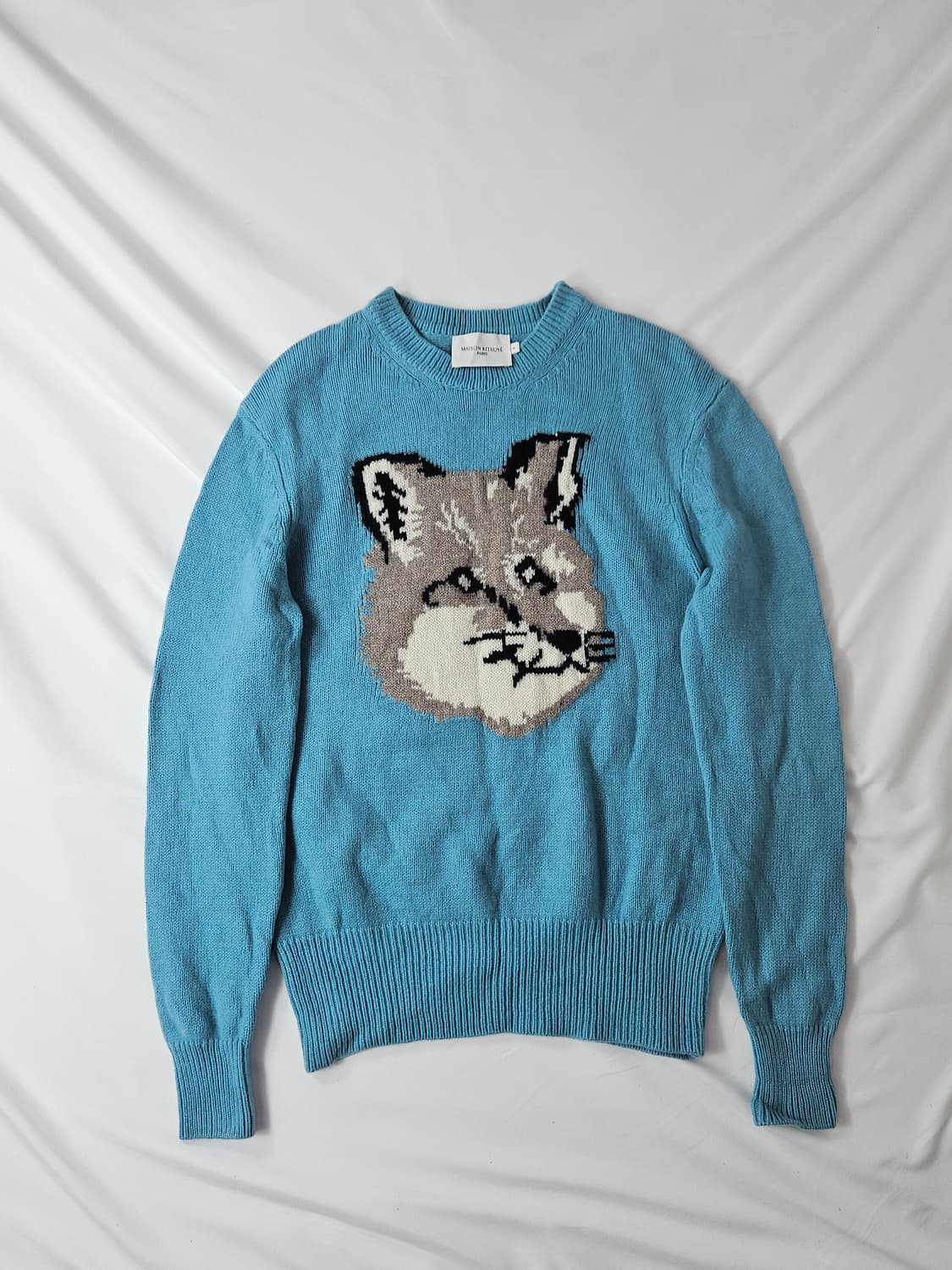 메종키츠네 빅로고 폭스헤드 스카이블루 니트 S 상품이미지1