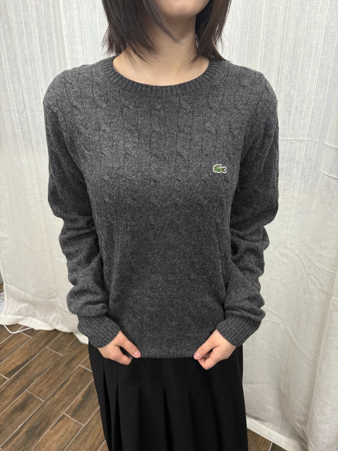 라코스테 그레이 꽈배기 니트 상품이미지1