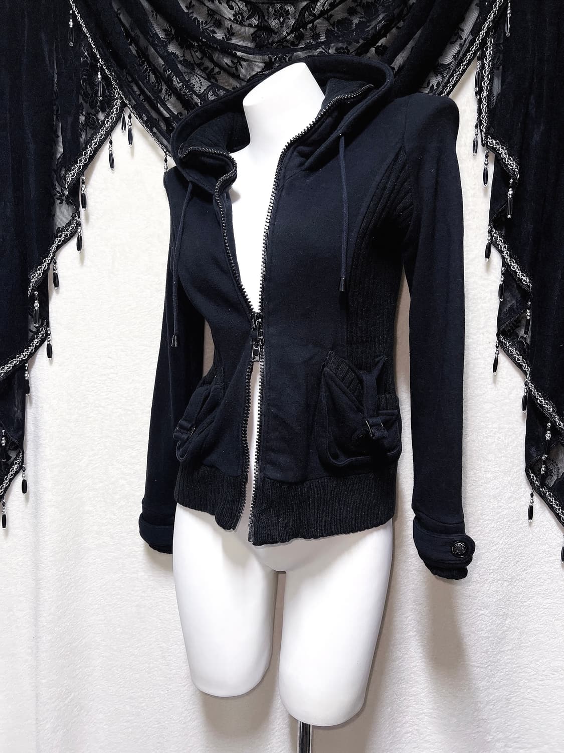 잉그니 하이넥 투웨이 후드집업 고스펑크 y2k 와투케 갸루 핀터 00s 상품이미지4