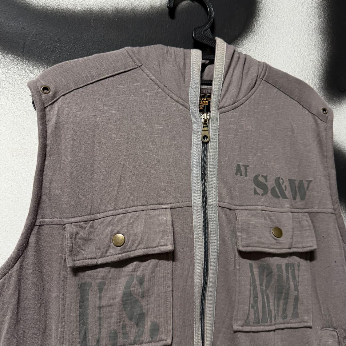 VTG 빈티지 Y2k 스타일 밀리터리 투웨이 집업 후드 베스트 상품이미지3