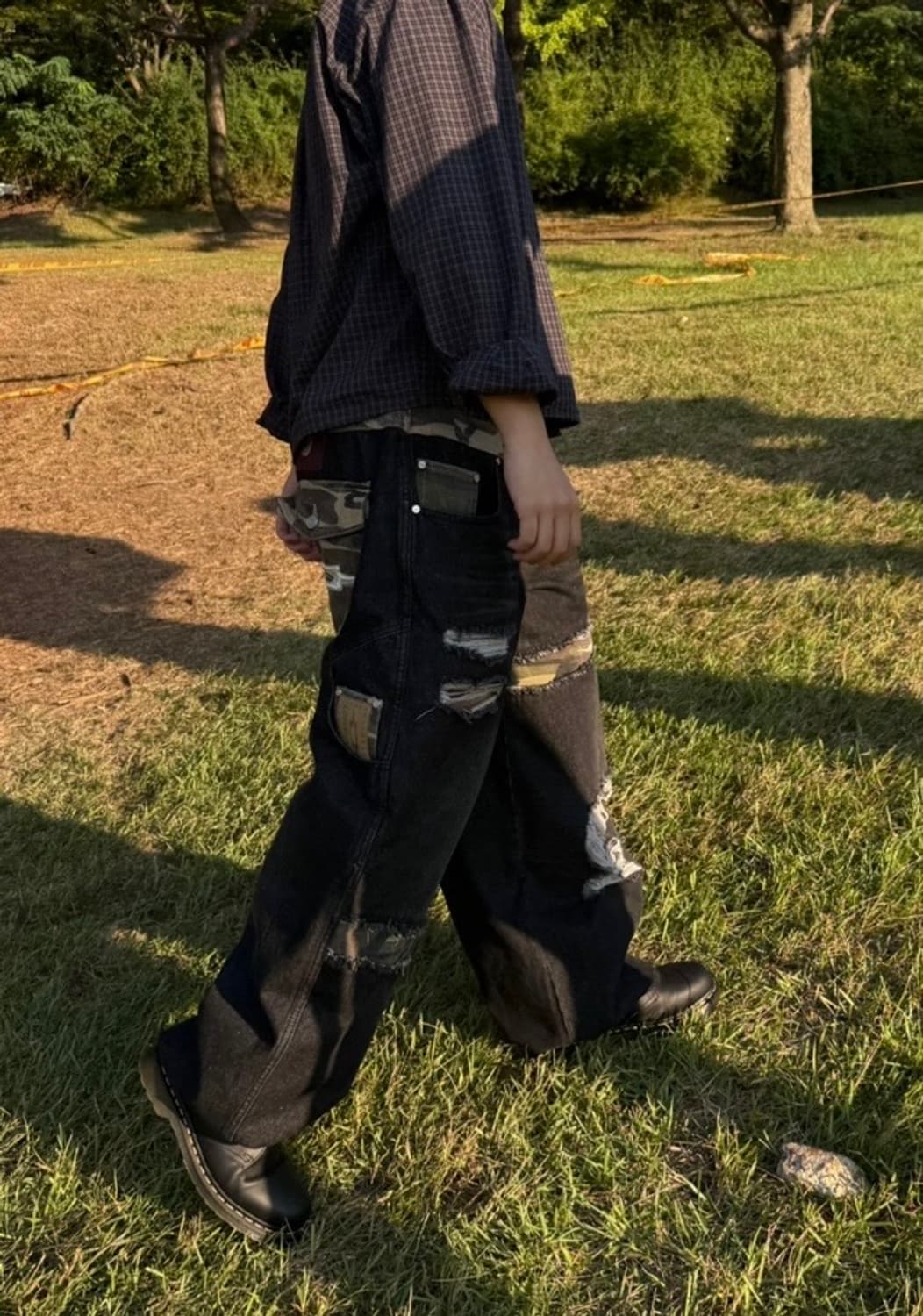 루저스클럽 카모 믹스 데미지 와이드 데님팬츠 상품이미지3