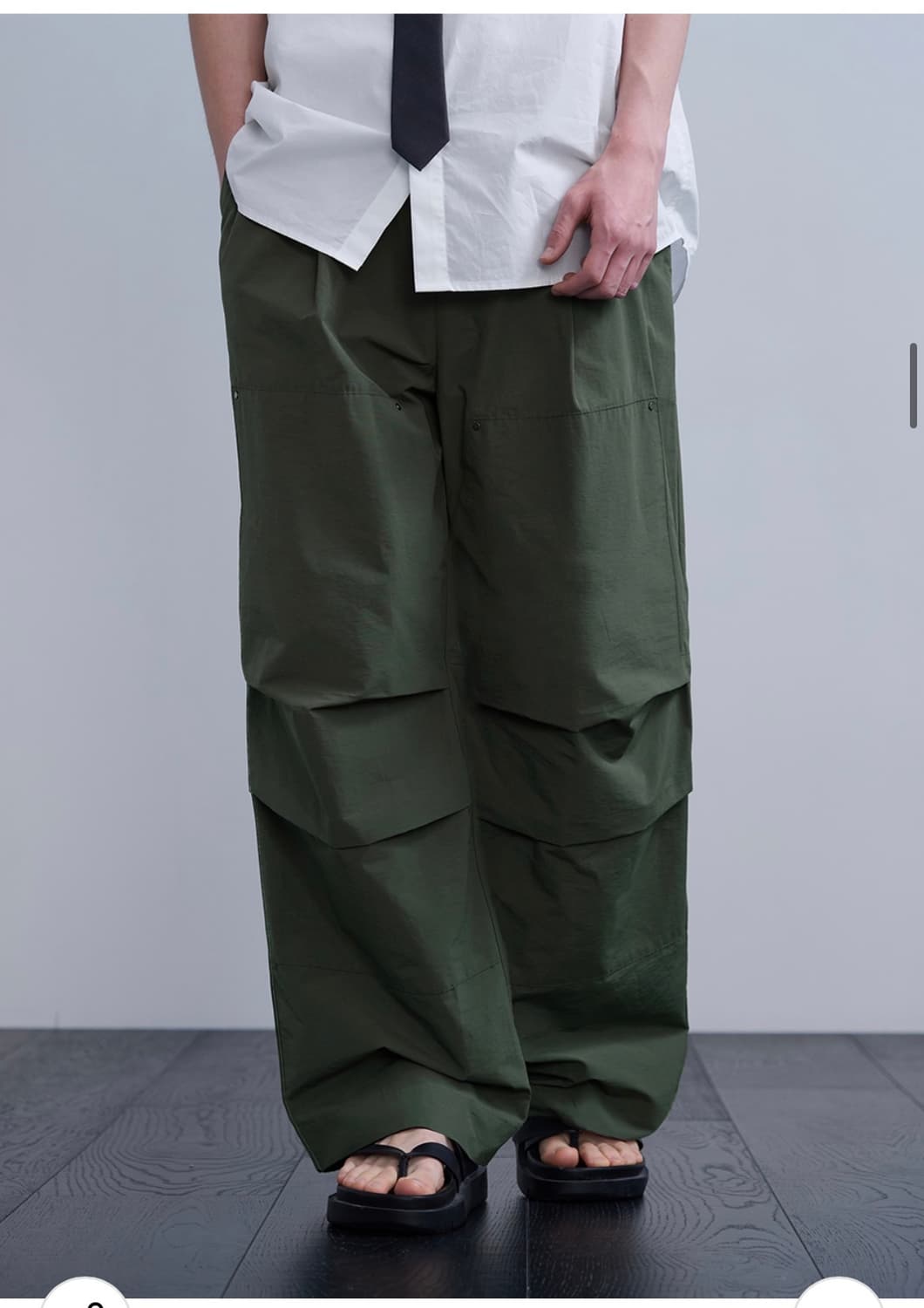 (L) 드로우핏 디테쳐블 퍼티그 와이드 팬츠 [KHAKI] 판매 상품이미지6