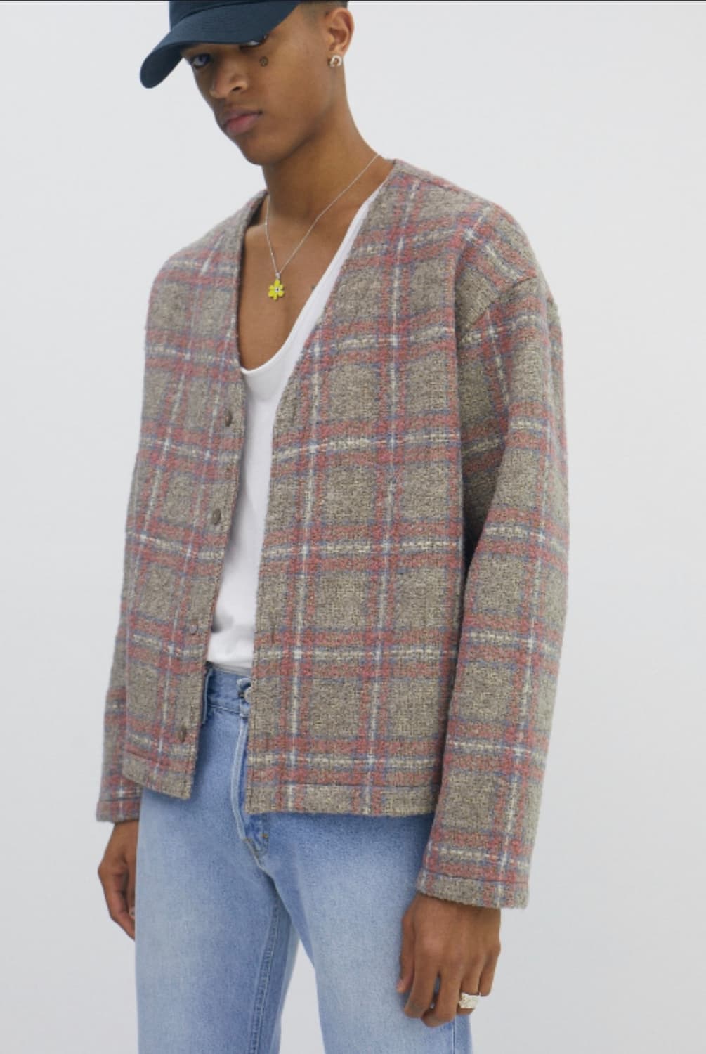 크러쉬어게인 체크 트위드 가디건 free size 상품이미지1