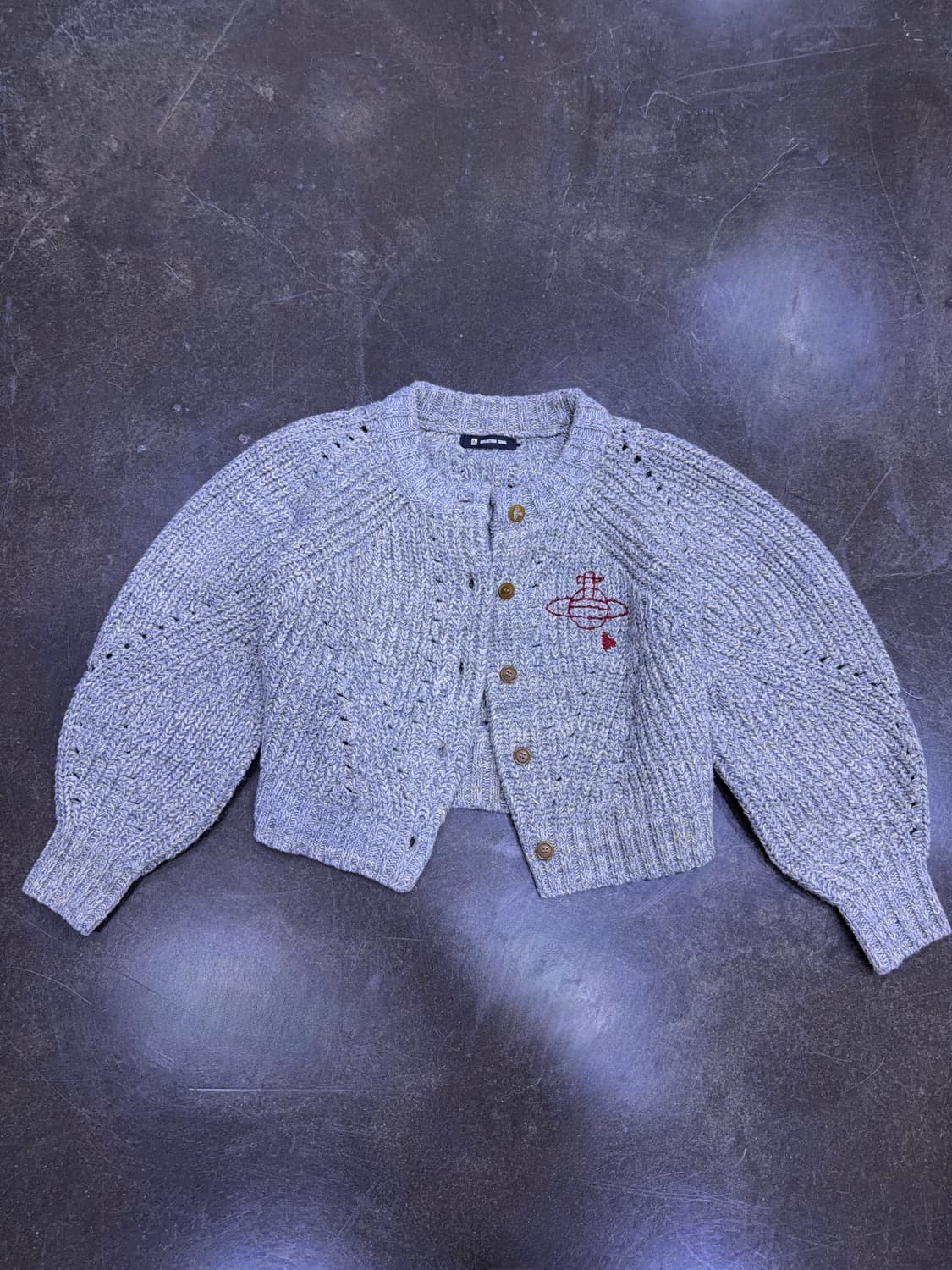 it 콜렉션 헤비울 우주선 자수 가디건 스웨터 S 상품이미지4