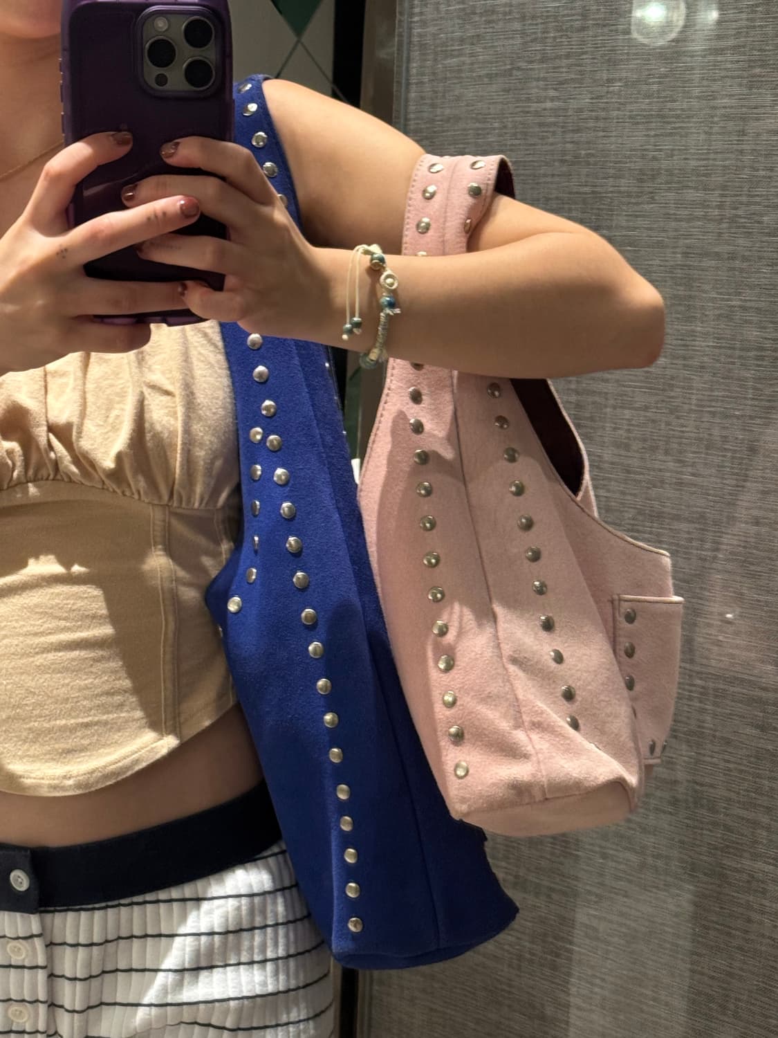 Handmade Studded Suede Bag 상품이미지1
