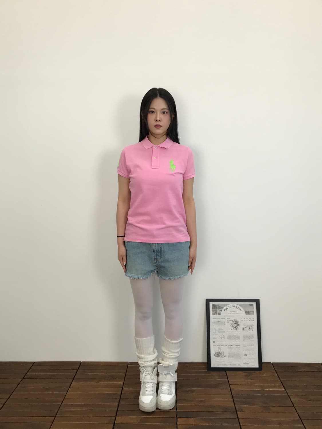 Ralph Lauren Pink & Green Big Pony Shirt 상품이미지1
