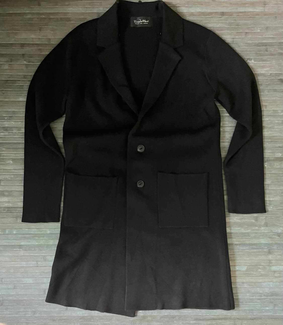 Long collar black wool cardigan 상품이미지1