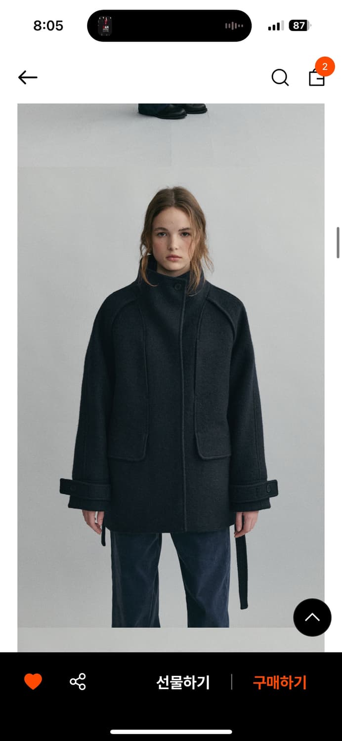 아우브아워 vent wool half coat 하프 코트 (네이비) 상품이미지2
