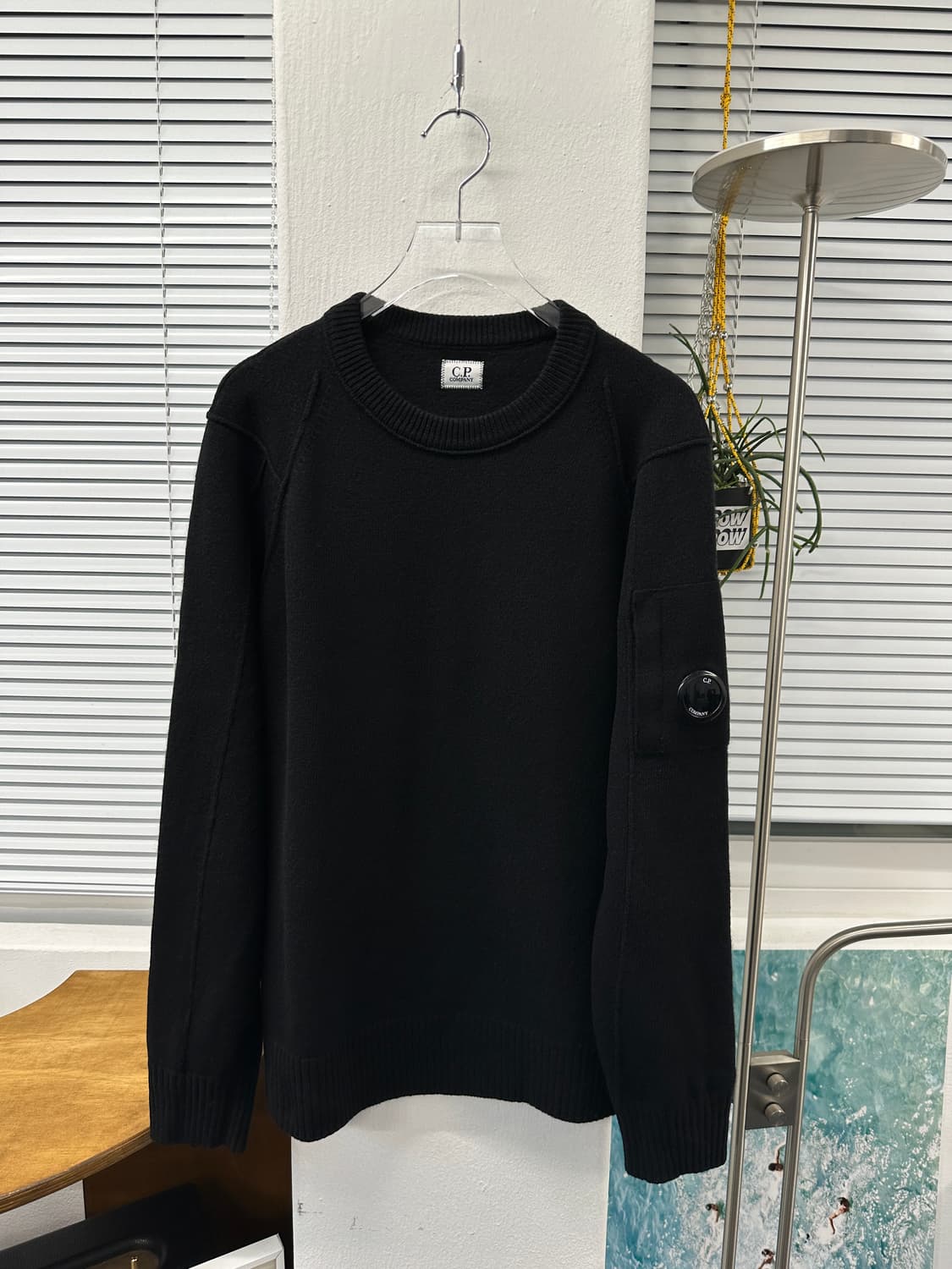 cp company 크루넥 렌즈 니트 블랙 상품이미지1