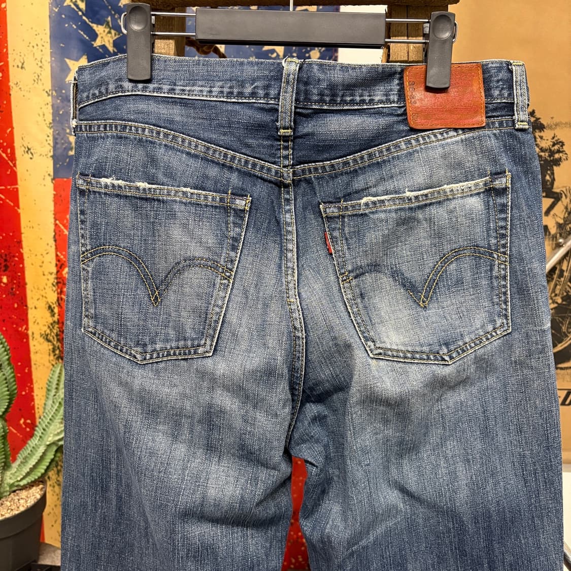00s 리바이스502 빈티지워싱 캣브러쉬 가죽탭 스트레이트 데님팬츠N81 상품이미지6