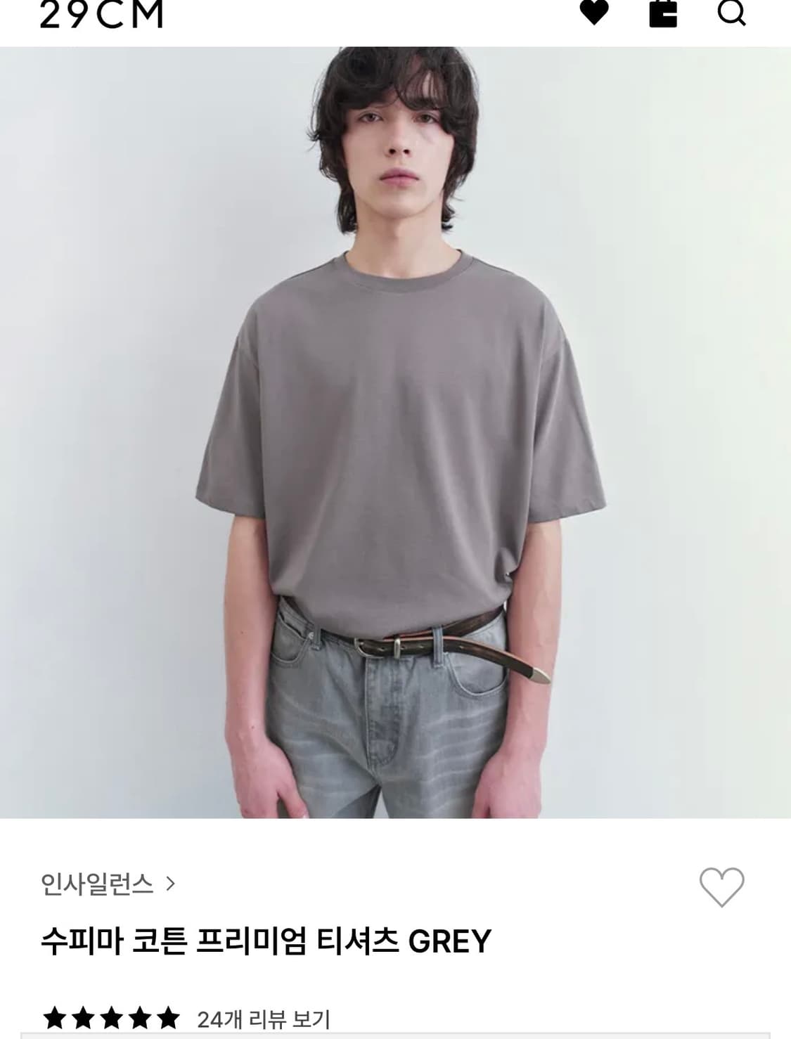 [L]인사일런스 수피마 코튼 반팔/짙은그레이 상품이미지2