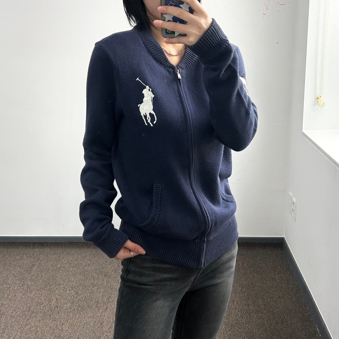 Polo 빅 포니 네이비 니트 집업 상품이미지2
