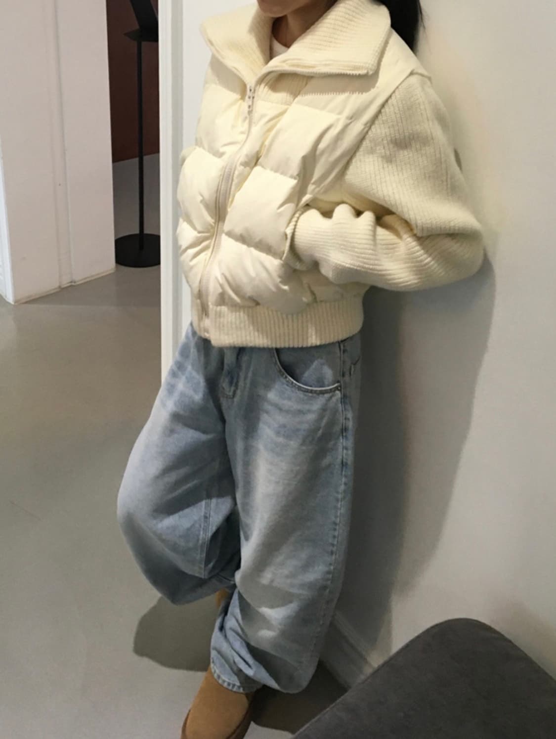 (새상품)덕다운 니트집업 패딩 상품이미지3