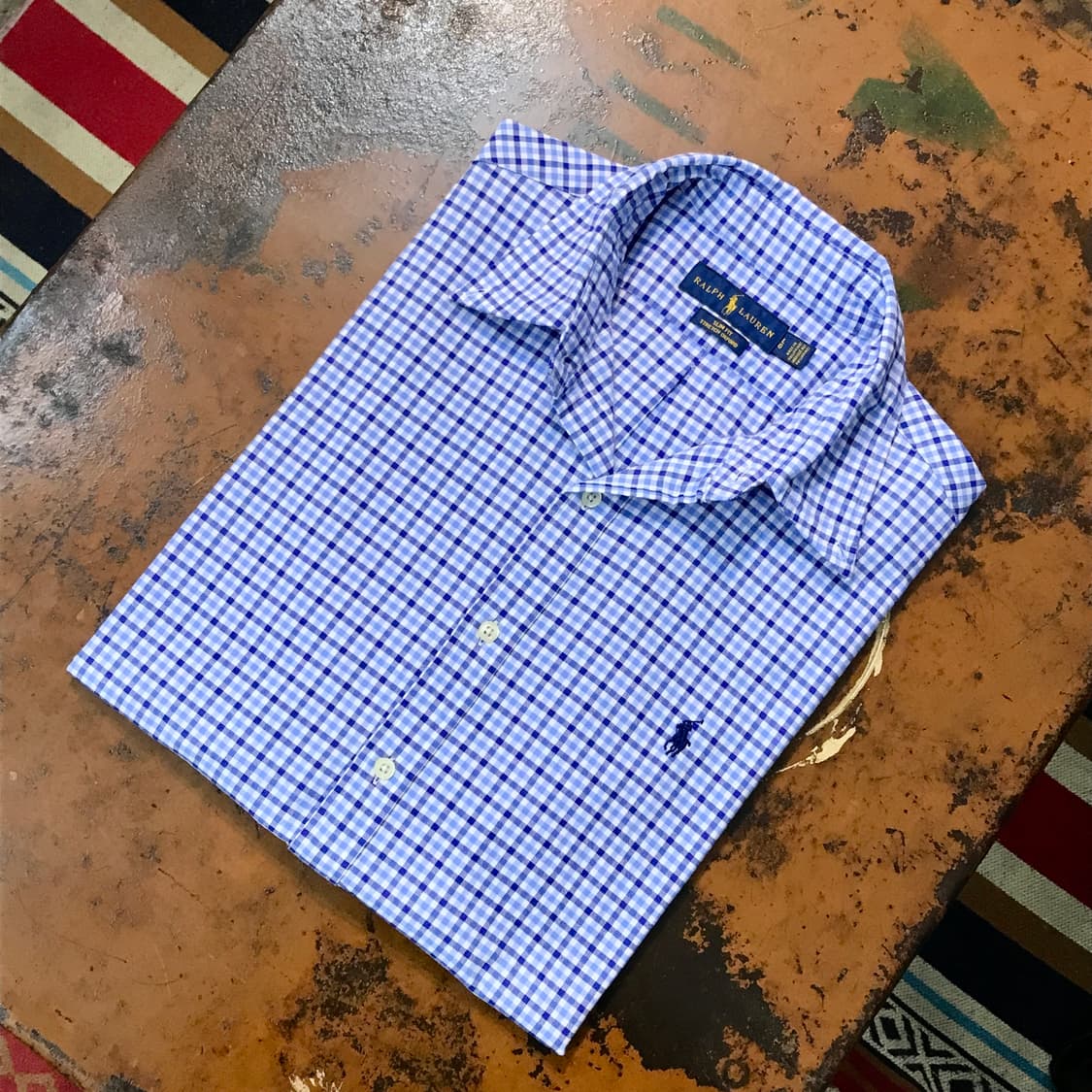 폴로랄프로렌 블루 톤 체크 옥스포드 셔츠 남성 105 사이즈 상품이미지1
