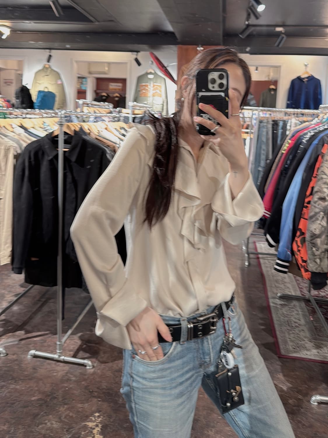 ZARA 자라 웨스턴 프릴 러플 쉬폰 실크 크림 블라우스 셔츠 s 상품이미지2