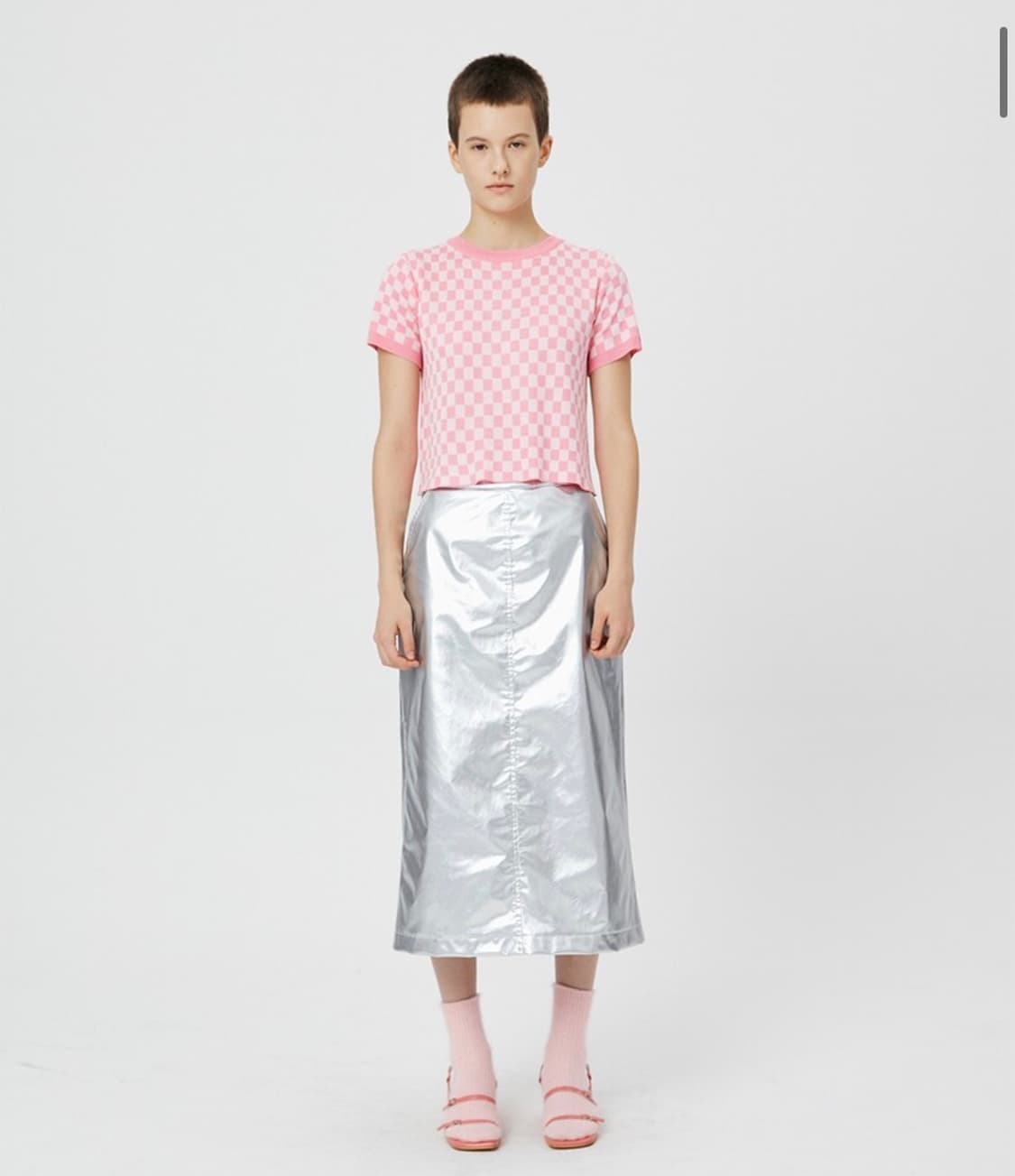 moonsun glossy foil long skirt 상품이미지3