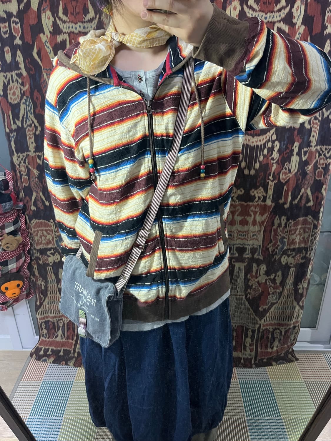 Power to the people 에스닉 스트라이프 후드집업 상품이미지4