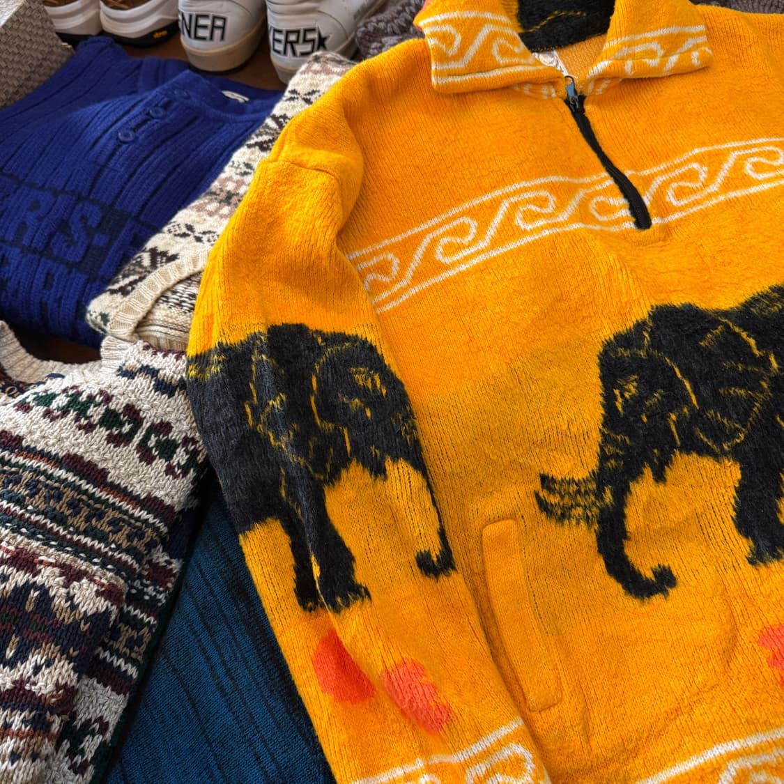 YARINA 에스닉 울 코끼리 아노락 반집업 상품이미지3