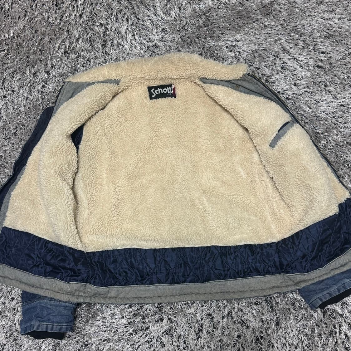 Schott 쇼트 데님 보아 쉐어링 자켓 XL 상품이미지3