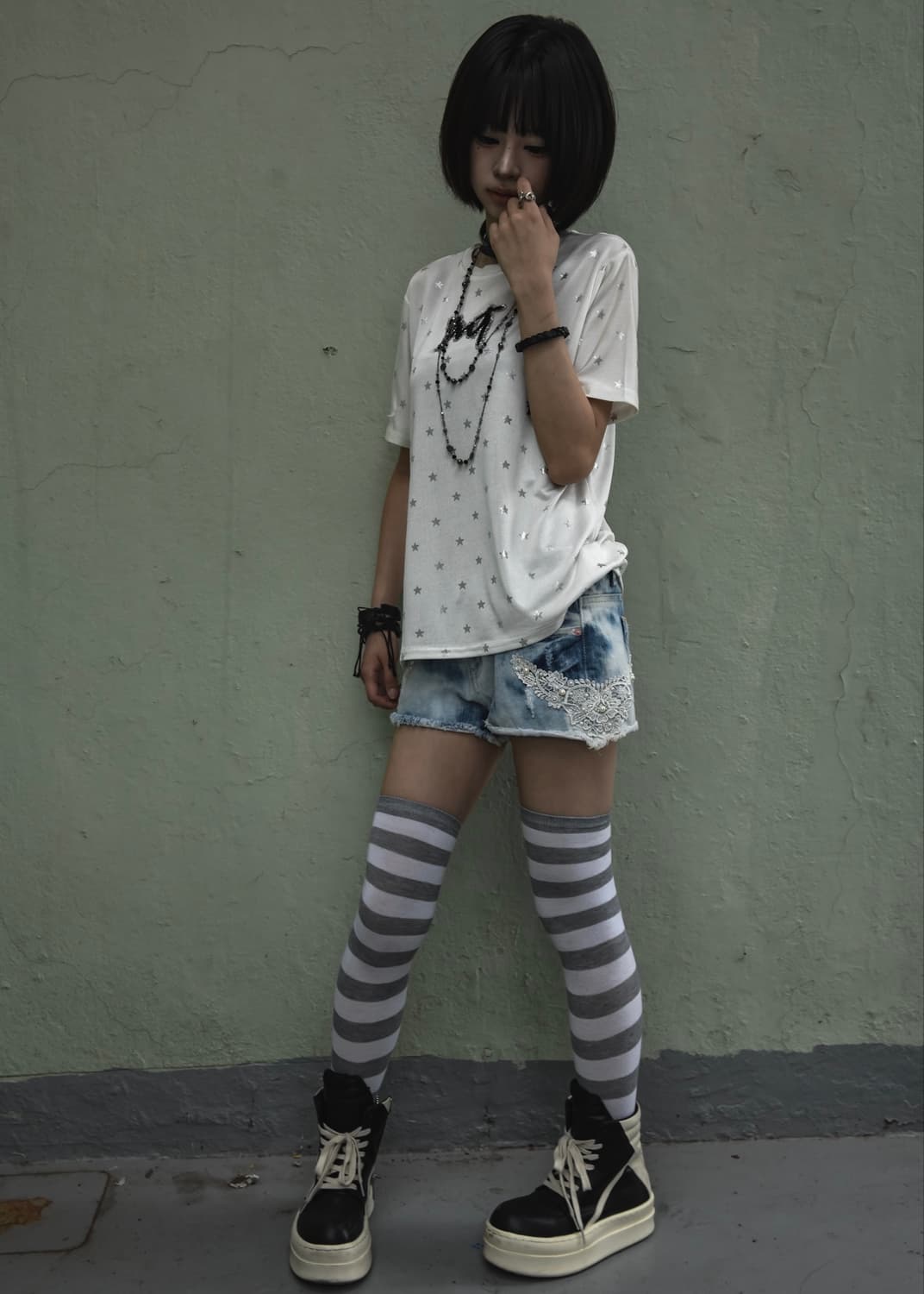 White Star Printed T-shirt 상품이미지3